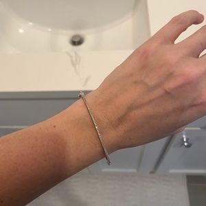 Diamond Silver Bangle Bracelet